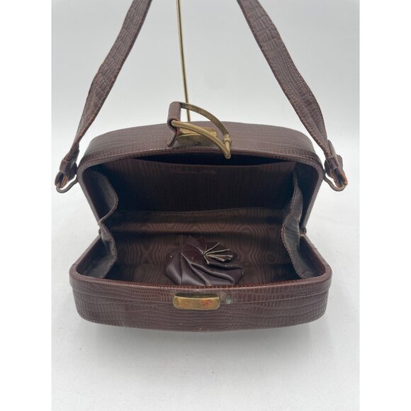 Brown Faux Leather Handbag by AMERICAN MODES Gold Clasp & Matching Coin Purse - Picture 5 of 14